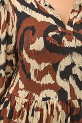YOURS Plus Size Brown Abstract Notch Neck Dress | Yours Clothing 4
