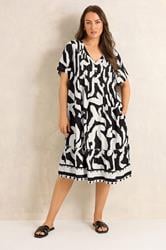 EVANS Plus Size Black Abstract Pintuck Dress | Evans 2