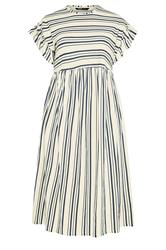 YOURS Curve Ivory White Stripe Frill Sleeve Dress