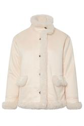 YOURS Plus Size Ivory White Shaggy Faux Fur Trim Coat | Yours Clothing 6