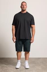 D555 Big & Tall Navy Blue Elasticated Stretch Shorts | BadRhino 1