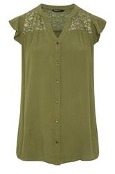 YOURS Curve Green Crochet Blouse