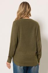 LTS Tall Women's Brown Longline Button Knitted Jumper | Long Tall Sally 2