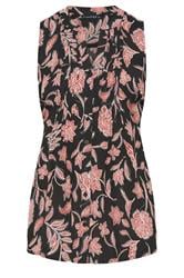 EVANS Curve Rust Orange Botanical Print Pintuck Vest Top