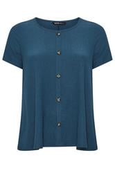 YOURS Curve Blue Crinkle T-Shirt