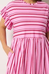 YOURS Plus Size Pink Stripe Frill Sleeve Dress | Yours Clothing 4