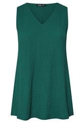 YOURS Plus Size Teal Green Textured Swing Vest Top | Yours Clothing 5