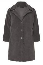 YOURS Plus Size Grey Faux Fur Teddy Coat | Yours Clothing 5