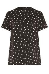 EVANS Plus Size Chocolate Brown Polka Dot Cotton T-Shirt | Evans 1
