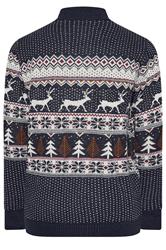 D555 Big & Tall Navy Blue Christmas Quarter Zip Jumper | BadRhino 4
