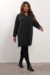 YOURS Plus Size Black Metallic Pleated Mini Dress | Yours Clothing 3