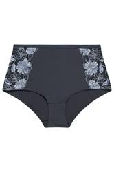 YOURS Curve Navy Blue Floral Embroidered Full Briefs