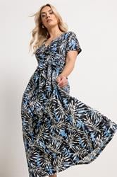 YOURS Plus Size Black Leaf Maxi Wrap Dress | Yours Clothing 3