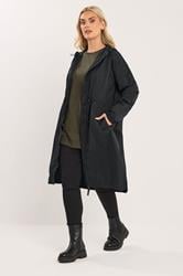 YOURS Plus Size Black Lightweight Longline Parka Jacket | Yours Clothing 3