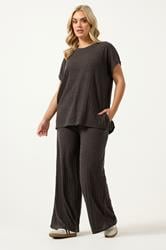 YOURS Plus Size Chocolate Brown Knitted T-Shirt | Yours Clothing 1