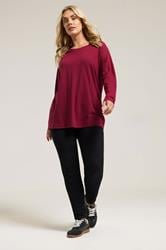 YOURS Plus Size Red Long Sleeve Core T-Shirt | Yours Clothing 1