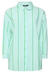YOURS Curve Blue & Green Stripe Linen Shirt