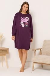 YOURS Plus Size Burgundy Red 'Feeling lucky' Long Sleeve Nightdress | Yours Clothing 1