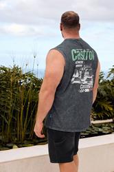 BadRhino Big & Tall Black Acid Wash 'Castrol' Graphic Vest | BadRhino 3
