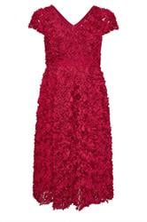 YOURS LONDON Curve Red 3D Floral Skater Dress