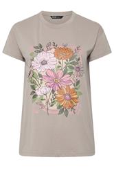 YOURS Plus Size Mocha Brown Floral Stud T-Shirt | Yours Clothing 5