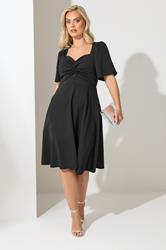 YOURS LONDON Plus Size Black Knot Detail Skater Dress | Yours Clothing 3