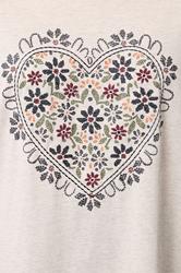 YOURS Plus Size Cream Floral Heart Embroidered T-Shirt | Yours Clothing 4
