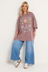 YOURS Plus Size Pink Floral & Sun Graphic Boxy T-Shirt | Yours Clothing 2