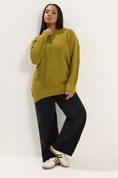 Plus Size Curve Green Essential Knitted Jumper | Yours Clothing 1