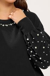 YOURS Plus Size Black Pearl Embellished Jumper | Yours Clothing 4