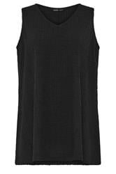 YOURS Curve Black Crinkle V-Neck Cami Vest Top