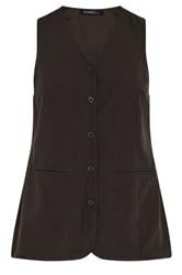 EVANS Plus Size Chocolate Brown Linen Waistcoat | Evans 7