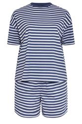 YOURS Plus Size Blue Stripe T-Shirt & Shorts Co-ord | Yours Clothing 6