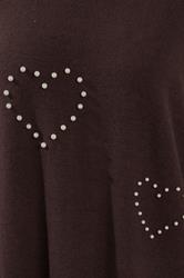 YOURS Plus Size Chocolate Brown Pearl Embellished Soft Touch Jumper | Yours Clothing 4