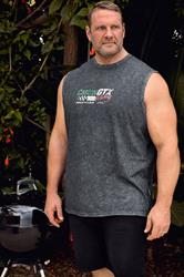 BadRhino Big & Tall Black Acid Wash 'Castrol' Graphic Vest | BadRhino 1