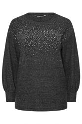 YOURS Curve Charcoal Grey Studded Jumper