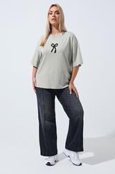 LIMITED COLLECTION Plus Size Grey Bow Beaded Top 2