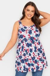 YOURS Plus Size White Floral Bow Back Vest Top | Yours Clothing 1