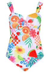 YOURS Plus Size Pink & White Mixed Summer Print Swimsuit | Yours Clothing 7