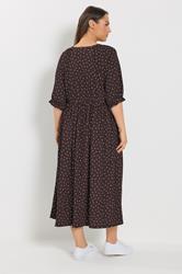 YOURS Plus Size Chocolate Brown Polka Dot Dress | Yours Clothing 2
