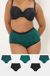 YOURSET 5 PACK Plus Size Teal Green Animal Print Full Briefs | Yours Clothing 1