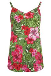 YOURS Curve Green Tropical Cami Vest Top