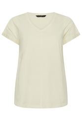 EVANS Curve Natural V-Neck Cotton T-Shirt