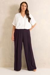 EVANS Plus Size Plum Textured Pleated Trousers | Evans 1