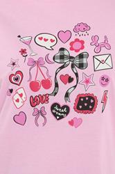 YOURS Plus Size Pink Gingham Bow Wide Leg Pyjama Set | Yours Clothing 4