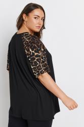 YOURS Plus Size Black Leopard Print Sleeve Top | Yours Clothing 5