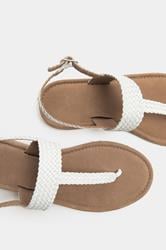 White Woven Toe Post Sandals In Extra EEE Wide Fit | Yours Clothing 4