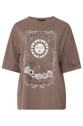 YOURS Curve Chocolate Brown 'The Sun' Boxy T-Shirt