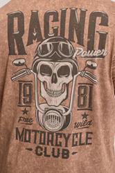 BadRhino Big & Tall Brown Acid Wash Skull Graphic T-Shirt | BadRhino 4