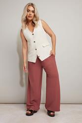 YOURS Plus Size Rust Orange Twill Wide Leg Trousers | Yours Clothing 2